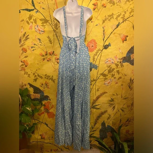 Free People Arlo Jumpsuit Ice Combo Floral Printed Halter Wide Leg Summer - Picture 3 of 4